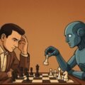 Human player facing an AI chess engine on a digital board