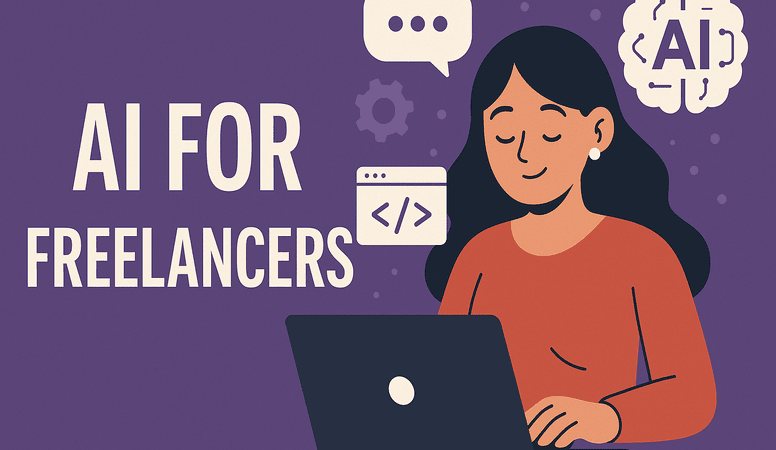 Freelancer using AI tools for productivity