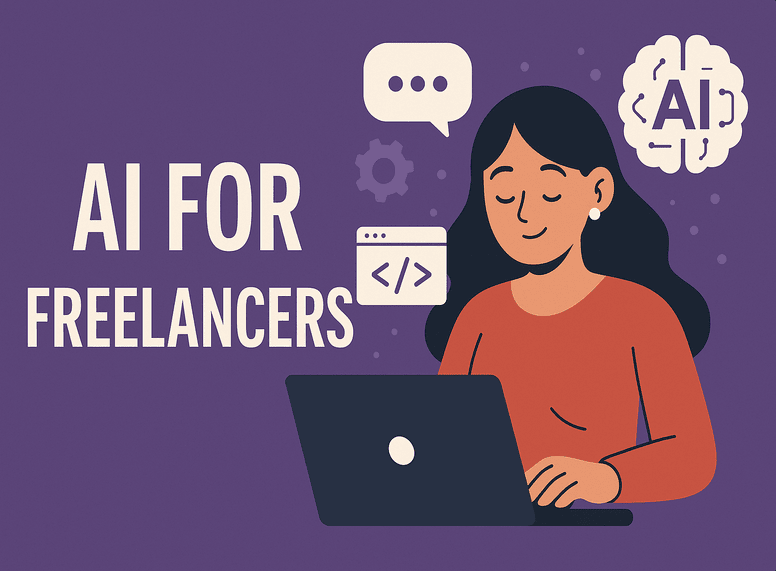 Freelancer using AI tools for productivity