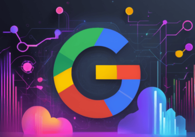 Google AI Mode digital illustration with Google logo, AI circuits, and cloud technology elements